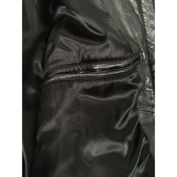 Vintage J Park Mens  Leather Jacket W Hood Bomber Biker Rock Steampunk XL - Picture 10 of 11